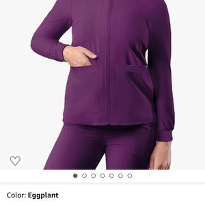 Adar Addition Bomber Scrub Jacket Medium Eggplant